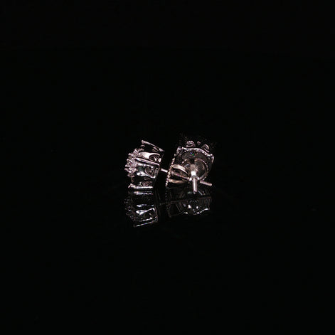925 Sterling Silver Iced Out Halo Stud Earring - 0.68Ctw Moissanite Available with Silver and Gold Finished