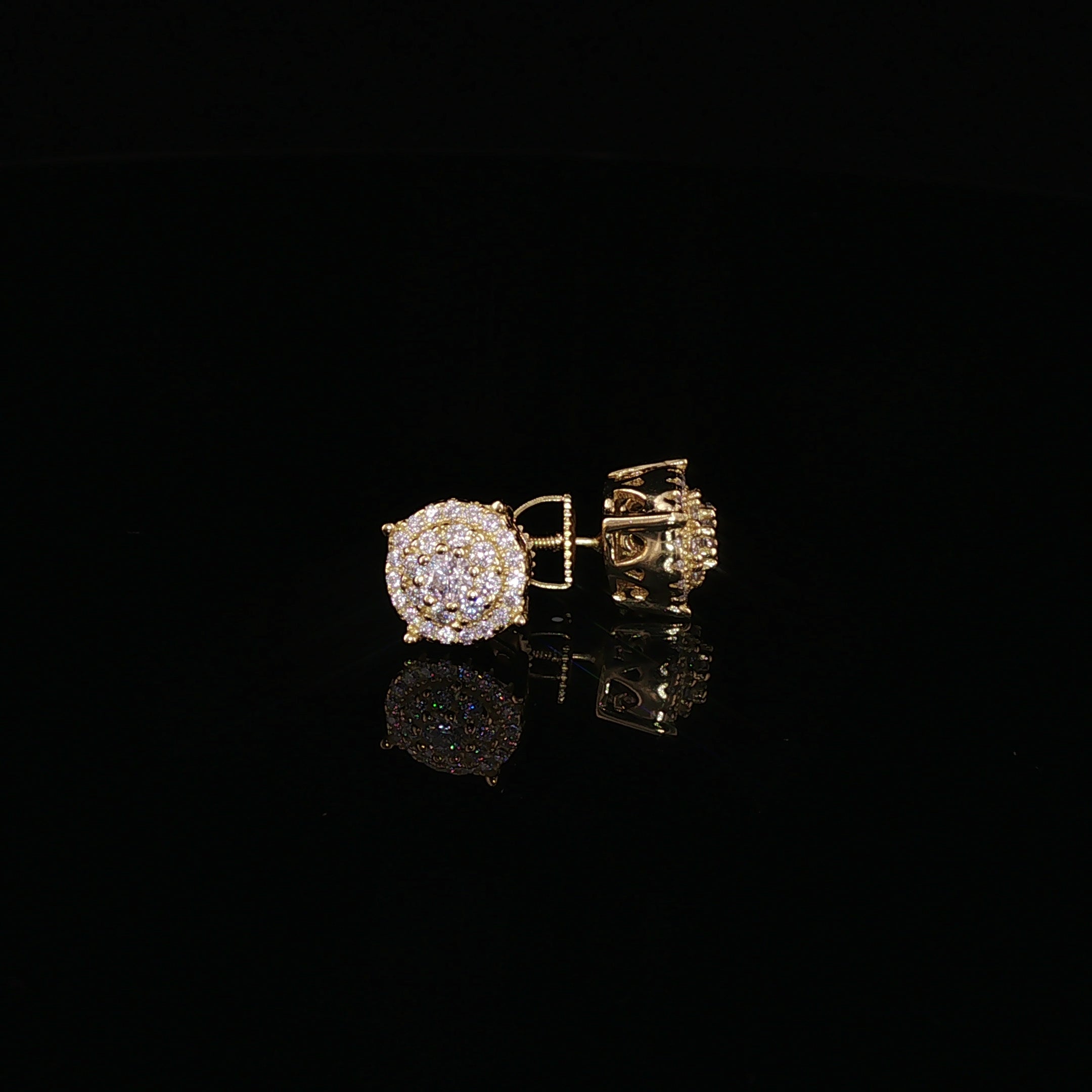 925 Sterling Silver Iced Out Halo Stud Earring - 0.68Ctw Moissanite Available with Silver and Gold Finished