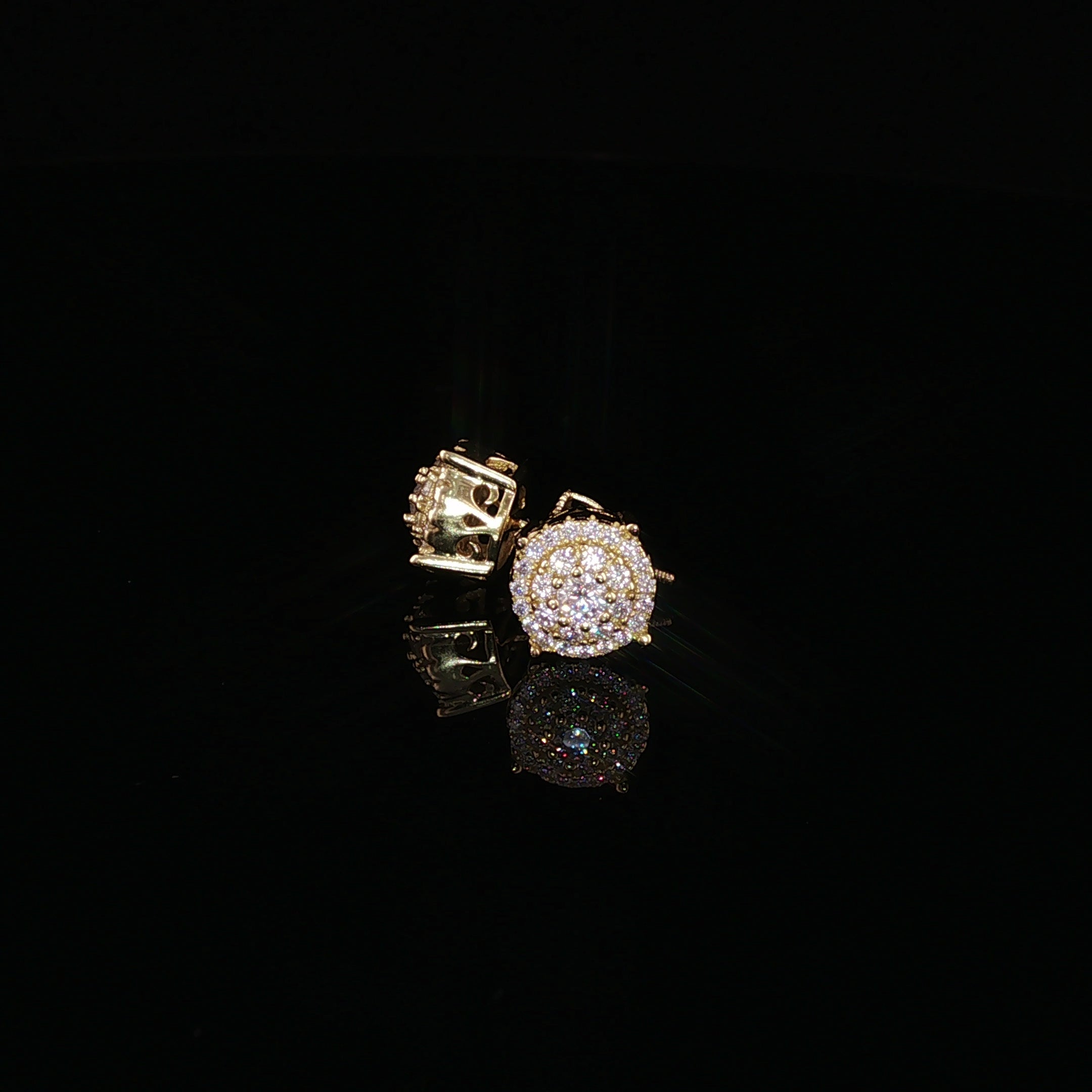 925 Sterling Silver Iced Out Halo Stud Earring - 0.68Ctw Moissanite Available with Silver and Gold Finished