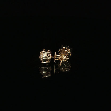 925 Sterling Silver Iced Out Halo Stud Earring - 0.68Ctw Moissanite Available with Silver and Gold Finished