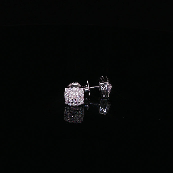 925 Sterling Silver Iced Out Square stud Earrings — 2.35ctw Moissanite Available with Silver and Gold Finished