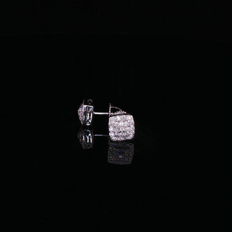 925 Sterling Silver Iced Out Square stud Earrings — 2.35ctw Moissanite Available with Silver and Gold Finished