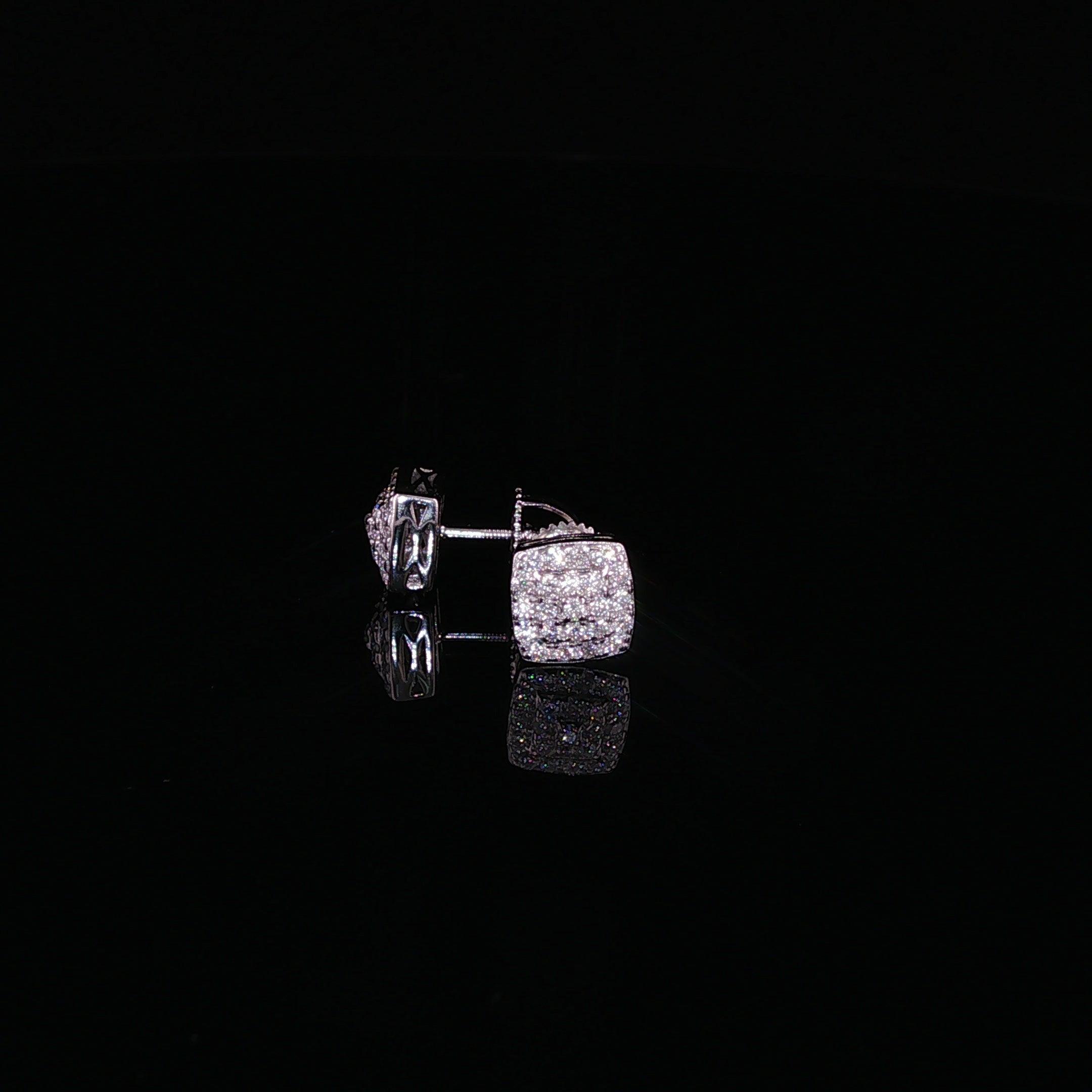 925 Sterling Silver Iced Out Square stud Earrings — 2.35ctw Moissanite Available with Silver and Gold Finished
