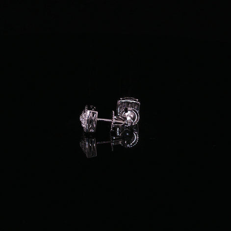 925 Sterling Silver Iced Out Square stud Earrings — 2.35ctw Moissanite Available with Silver and Gold Finished