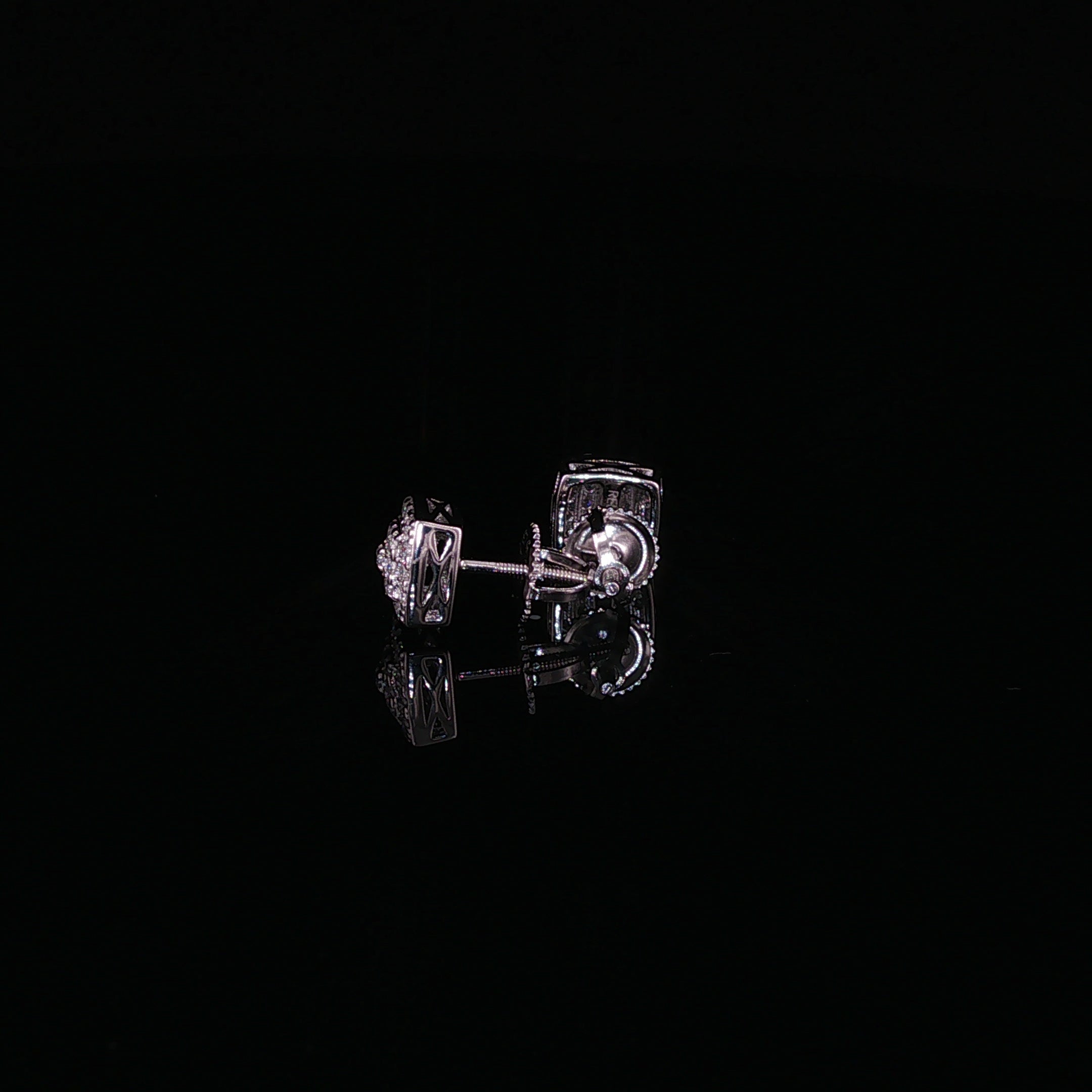 925 Sterling Silver Iced Out Square stud Earrings — 2.35ctw Moissanite Available with Silver and Gold Finished