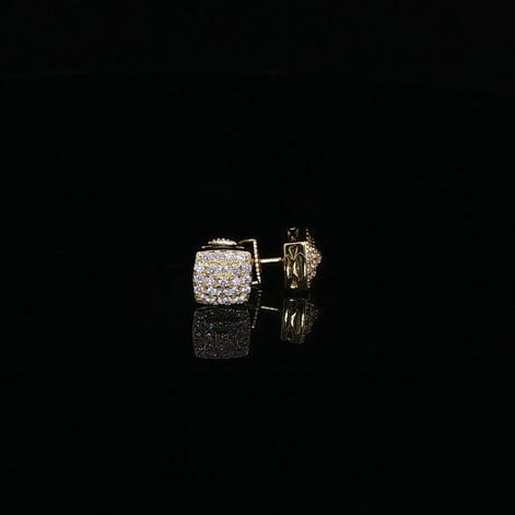 925 Sterling Silver Iced Out Square stud Earrings — 2.35ctw Moissanite Available with Silver and Gold Finished