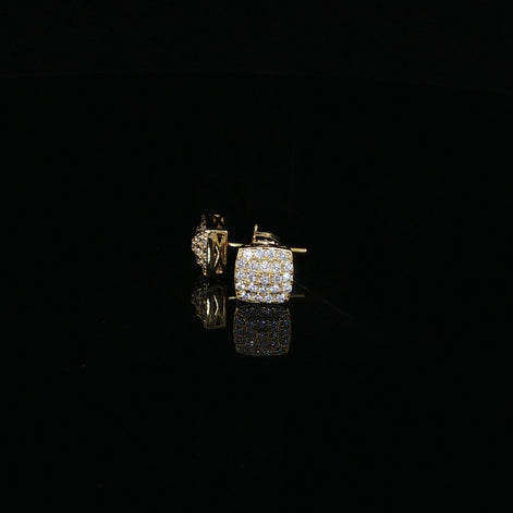 925 Sterling Silver Iced Out Square stud Earrings — 2.35ctw Moissanite Available with Silver and Gold Finished