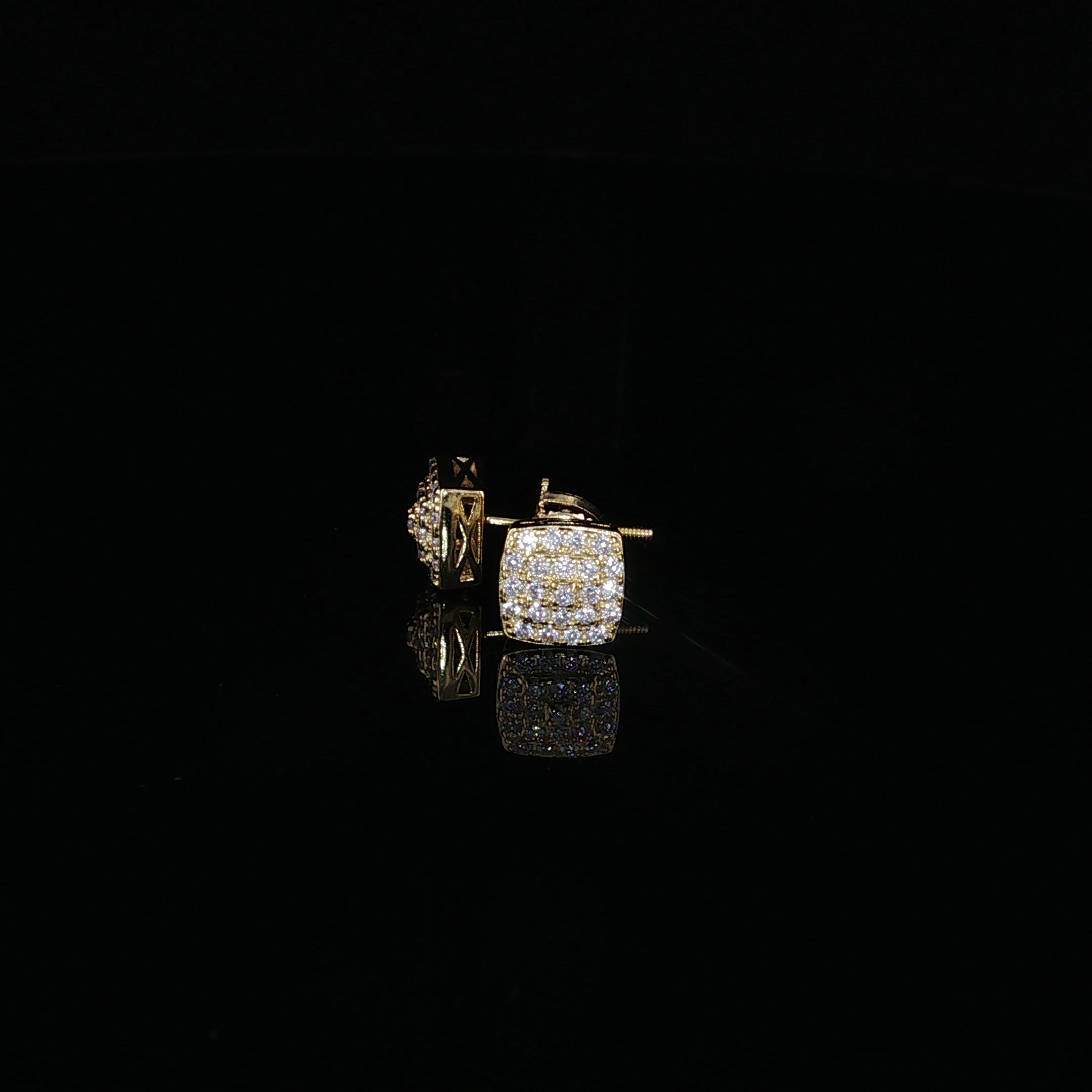 925 Sterling Silver Iced Out Square stud Earrings — 2.35ctw Moissanite Available with Silver and Gold Finished
