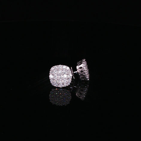 925 Sterling Silver Iced Out Cluster Pave Stud Earrings - 1.3Ctw Moissanite Available with Silver and Gold Finished