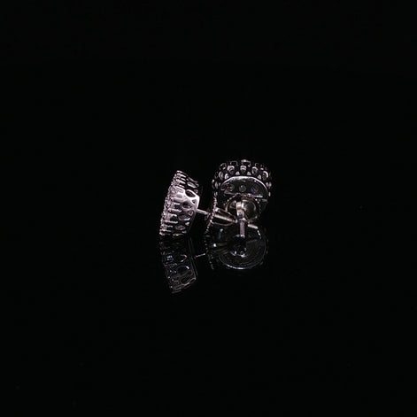 925 Sterling Silver Iced Out Cluster Pave Stud Earrings - 1.3Ctw Moissanite Available with Silver and Gold Finished