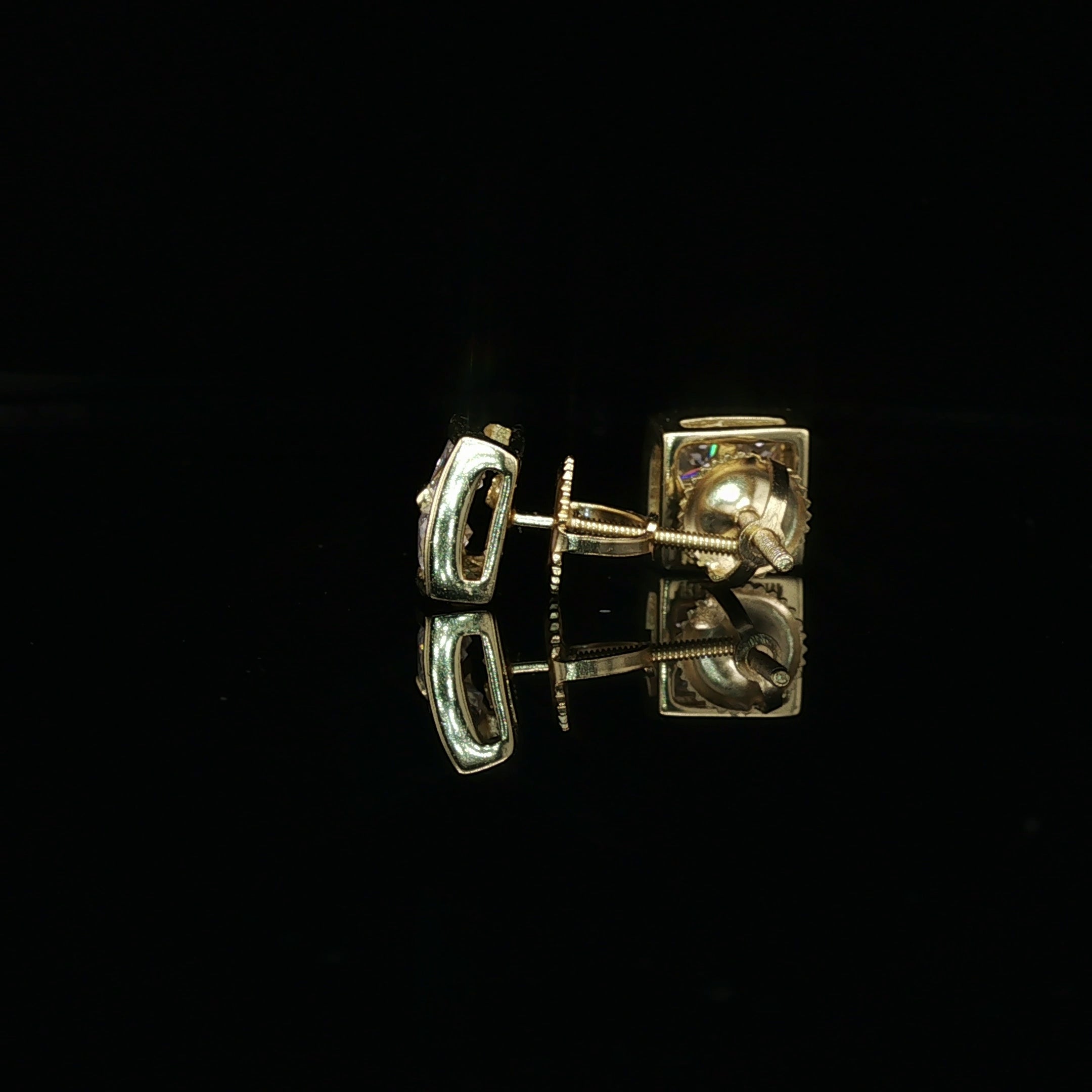 Men's Invisible-Set Princess Cut Stud Earrings – 925 Sterling Silver | VVS Moissanite | Seamless 