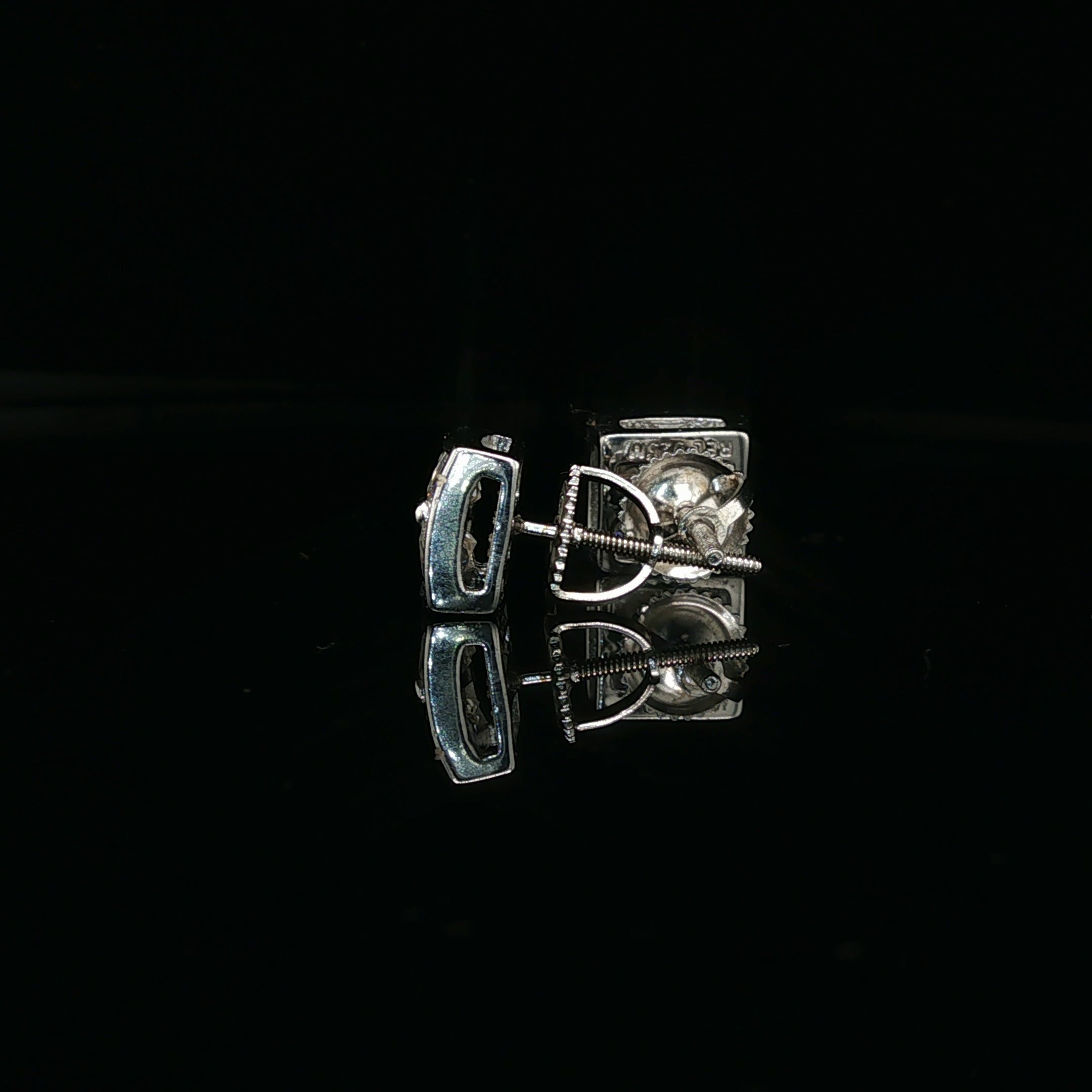 Men's Invisible-Set Princess Cut Stud Earrings – 925 Sterling Silver | VVS Moissanite | Seamless 
