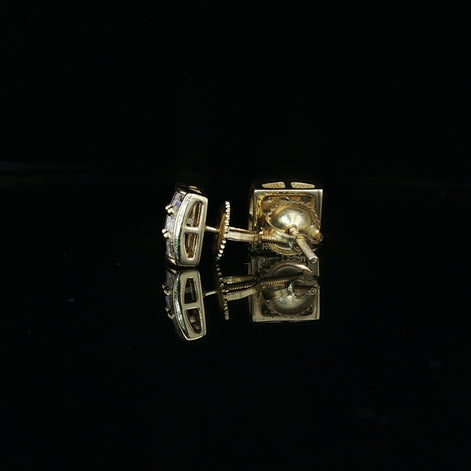 Men's Invisible-Set Princess Cut Grid Studs – 925 Sterling Silver | VVS Moissanite | 9-Stone "Big Rock" Design