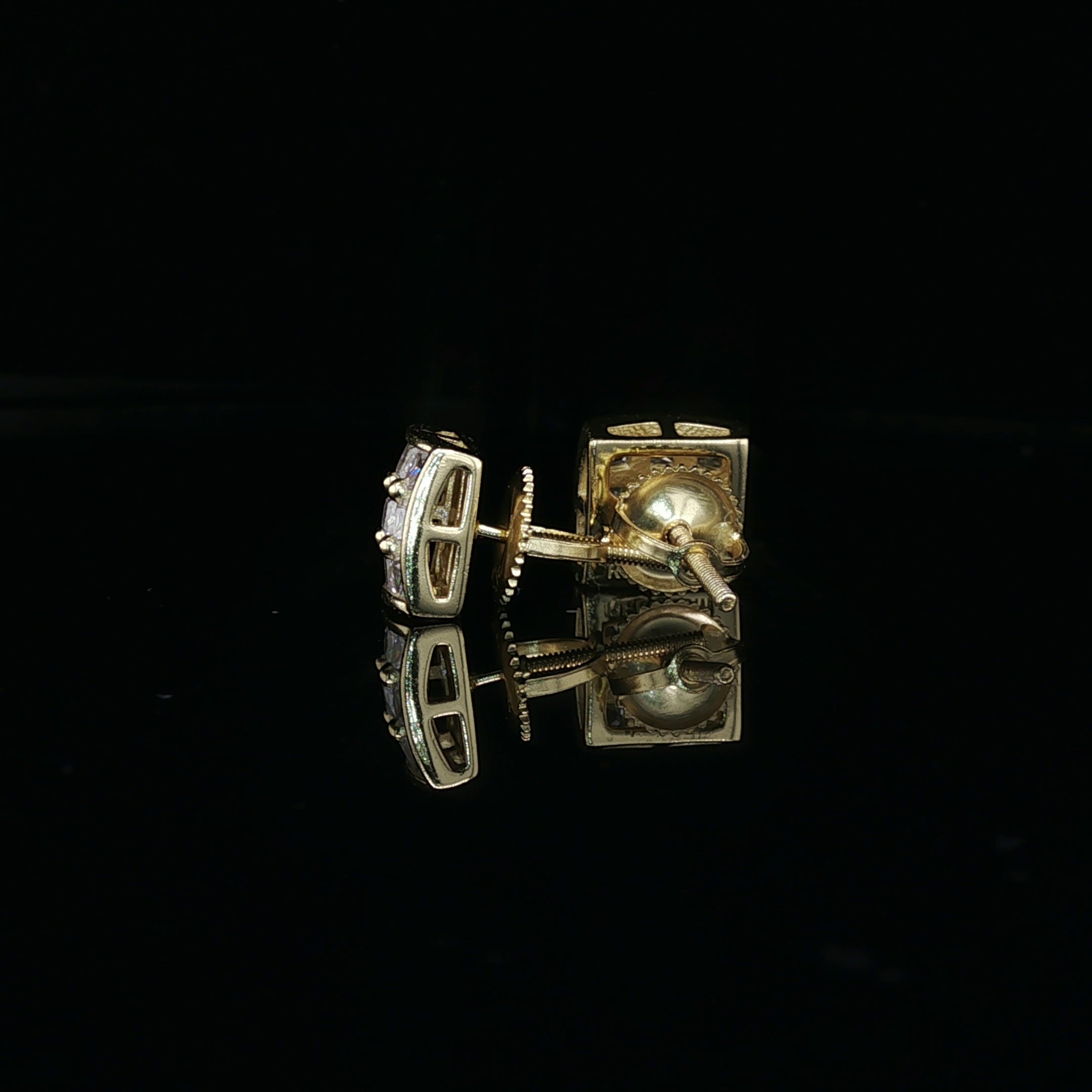Men's Invisible-Set Princess Cut Grid Studs – 925 Sterling Silver | VVS Moissanite | 9-Stone 