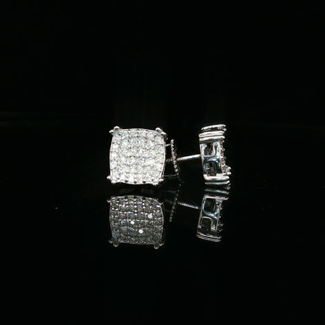 Men's Iced Out Domed Cushion Studs – 925 Sterling Silver | VVS Moissanite