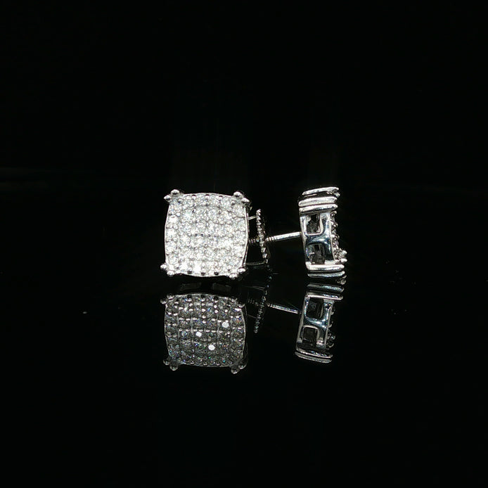 Men's Iced Out Domed Cushion Studs – 925 Sterling Silver | VVS Moissanite