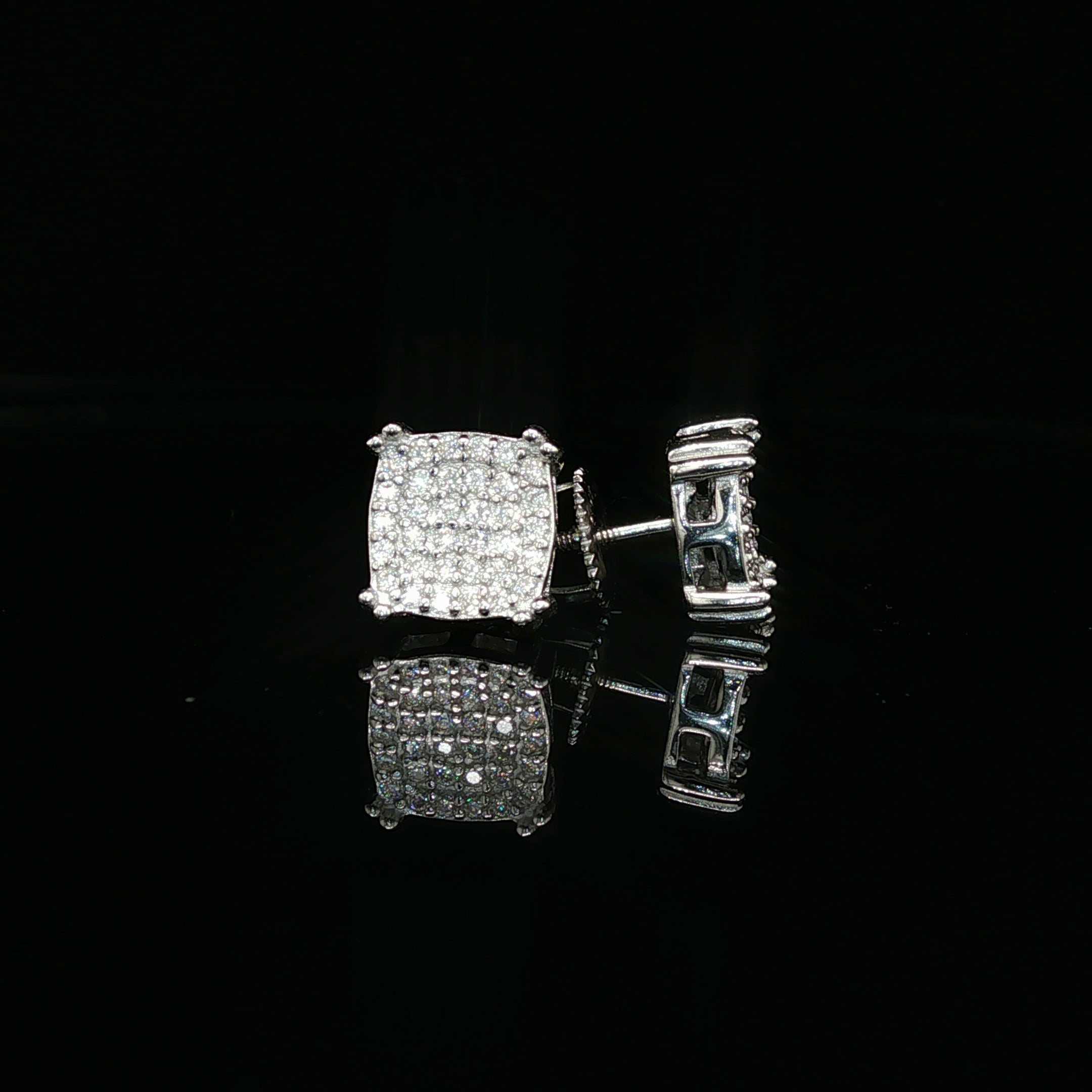 Men's Iced Out Domed Cushion Studs – 925 Sterling Silver | VVS Moissanite