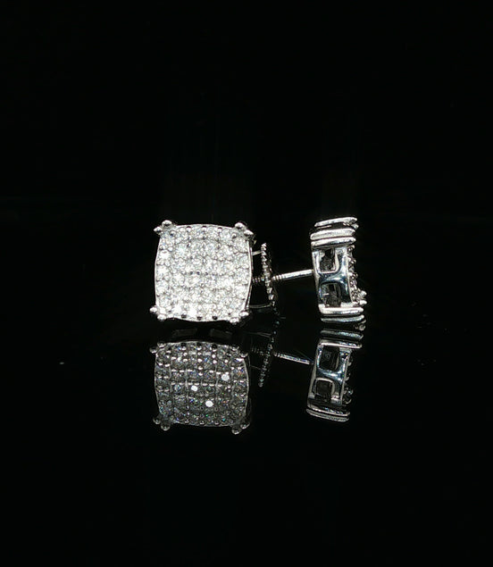 Men's Iced Out Domed Cushion Studs – 925 Sterling Silver | VVS Moissanite
