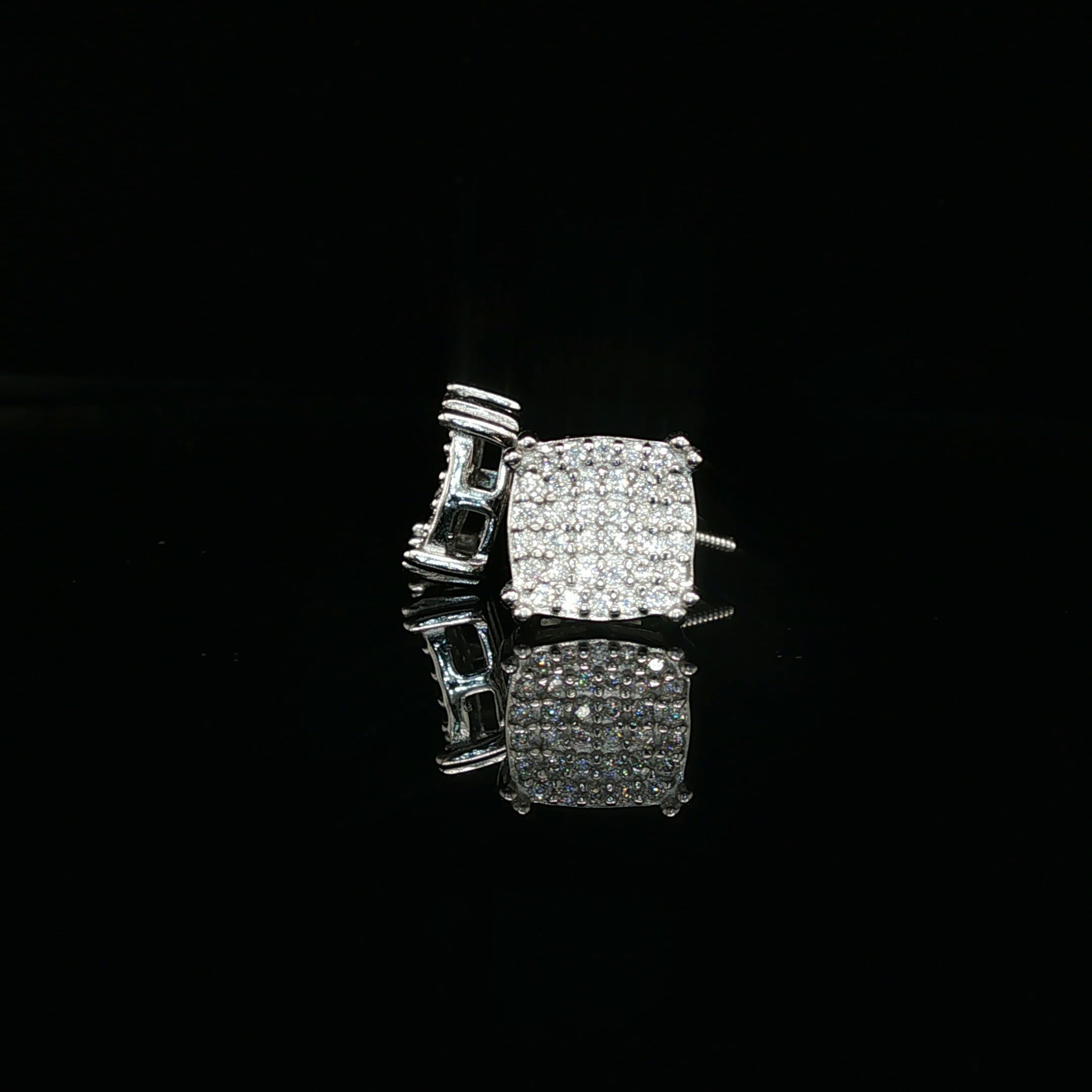 Men's Iced Out Domed Cushion Studs – 925 Sterling Silver | VVS Moissanite
