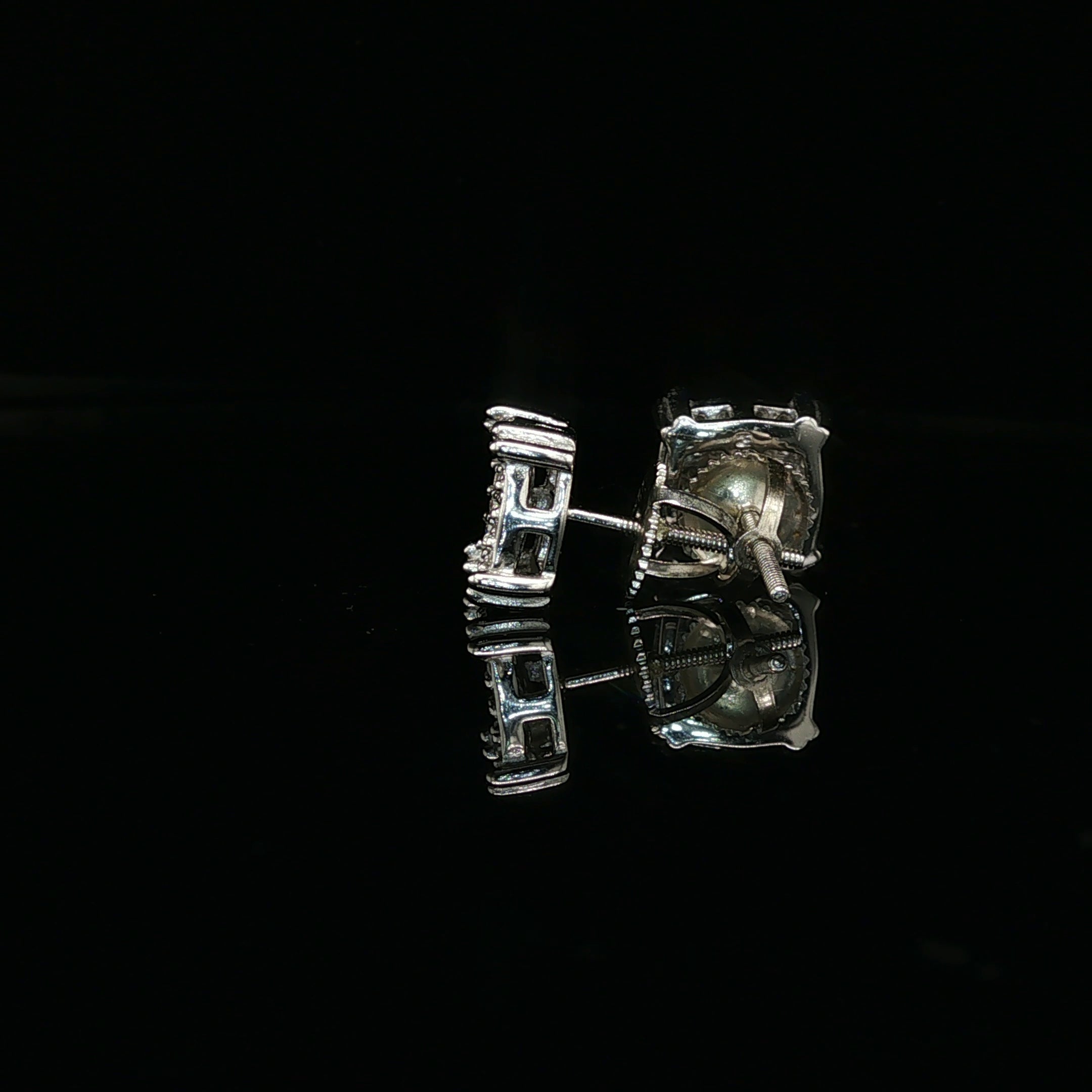 Men's Iced Out Domed Cushion Studs – 925 Sterling Silver | VVS Moissanite