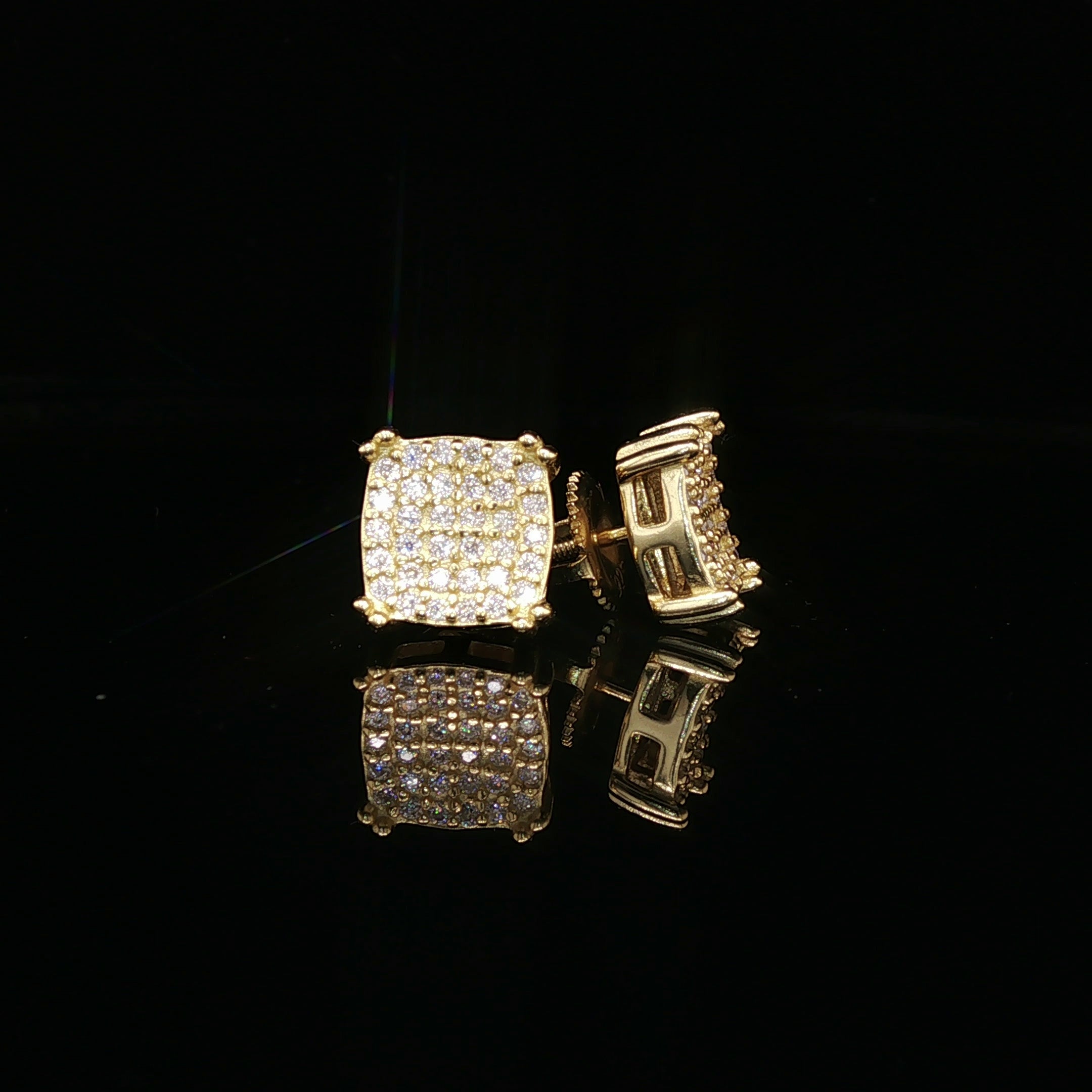 Men's Iced Out Domed Cushion Studs – 925 Sterling Silver | VVS Moissanite