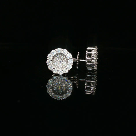 Men's Iced Out Flower Cluster Stud Earrings – 925 Sterling Silver | VVS Moissanite