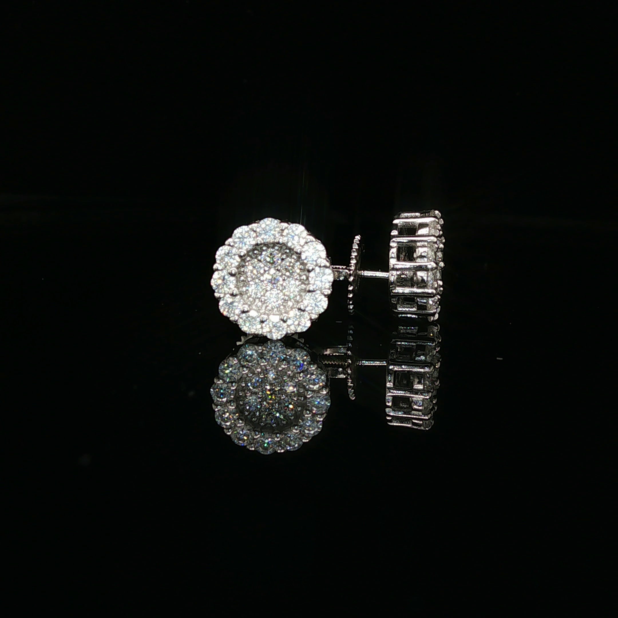 Men's Iced Out Flower Cluster Stud Earrings – 925 Sterling Silver | VVS Moissanite