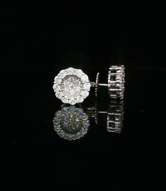 Men's Iced Out Flower Cluster Stud Earrings – 925 Sterling Silver | VVS Moissanite