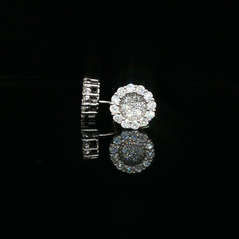 Men's Iced Out Flower Cluster Stud Earrings – 925 Sterling Silver | VVS Moissanite