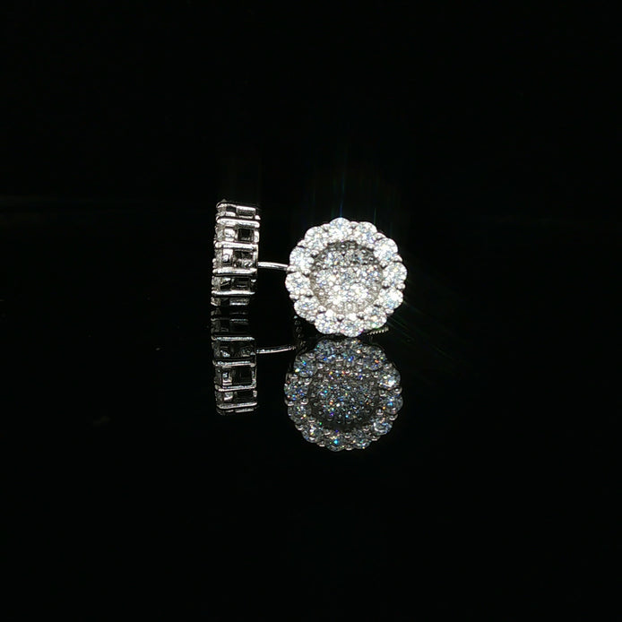 Men's Iced Out Flower Cluster Stud Earrings – 925 Sterling Silver | VVS Moissanite