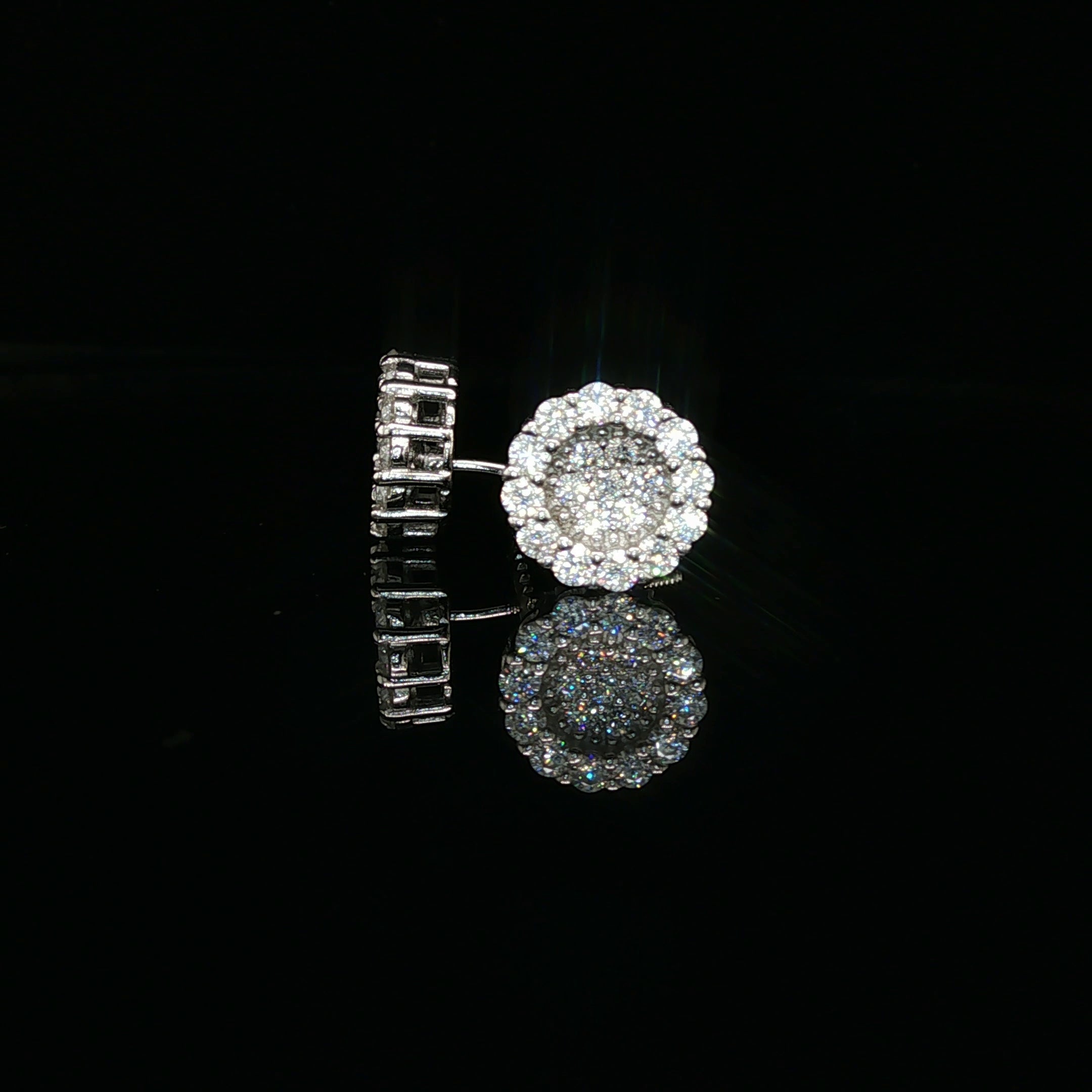 Men's Iced Out Flower Cluster Stud Earrings – 925 Sterling Silver | VVS Moissanite