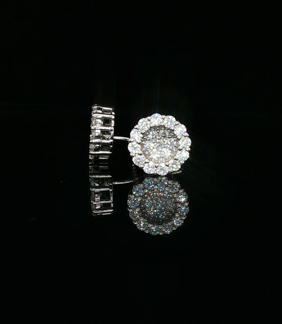 Men's Iced Out Flower Cluster Stud Earrings – 925 Sterling Silver | VVS Moissanite