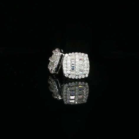 Men's Iced Out Baguette & Round Cluster Studs – 925 Sterling Silver | VVS Moissanite