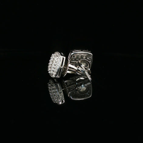 Men's Iced Out Baguette & Round Cluster Studs – 925 Sterling Silver | VVS Moissanite