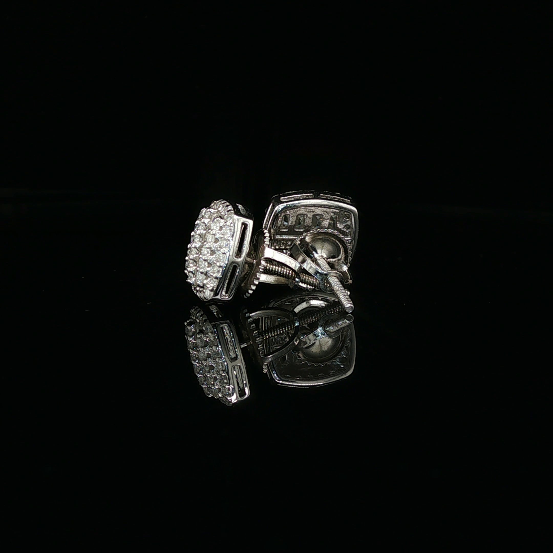 Men's Iced Out Baguette & Round Cluster Studs – 925 Sterling Silver | VVS Moissanite