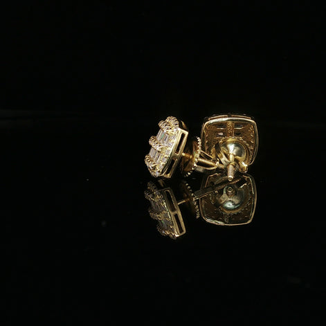 Men's Iced Out Baguette & Round Cluster Studs – 925 Sterling Silver | VVS Moissanite