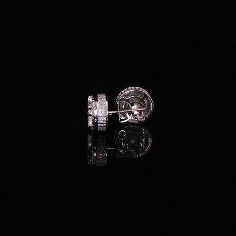 925 Sterling Silver Iced Out Round Cross Stud Earrings - 1.27Ctw Moissanite Available with Silver and Gold Finished
