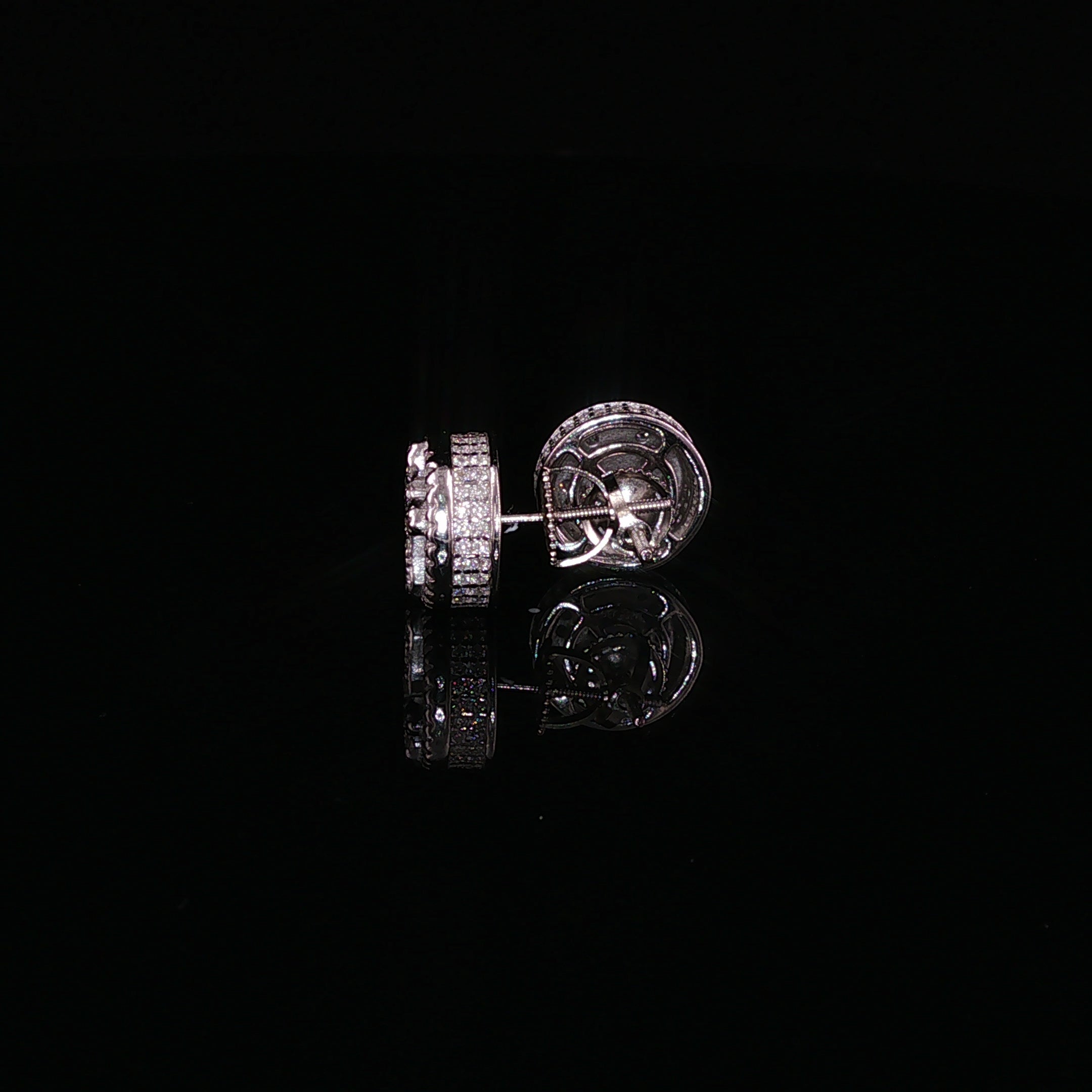 925 Sterling Silver Iced Out Round Cross Stud Earrings - 1.27Ctw Moissanite Available with Silver and Gold Finished