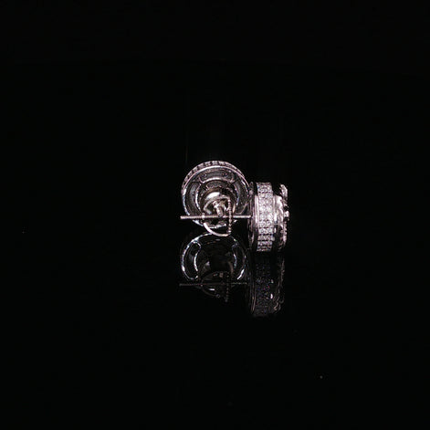 925 Sterling Silver Iced Out Round Cross Stud Earrings - 1.27Ctw Moissanite Available with Silver and Gold Finished