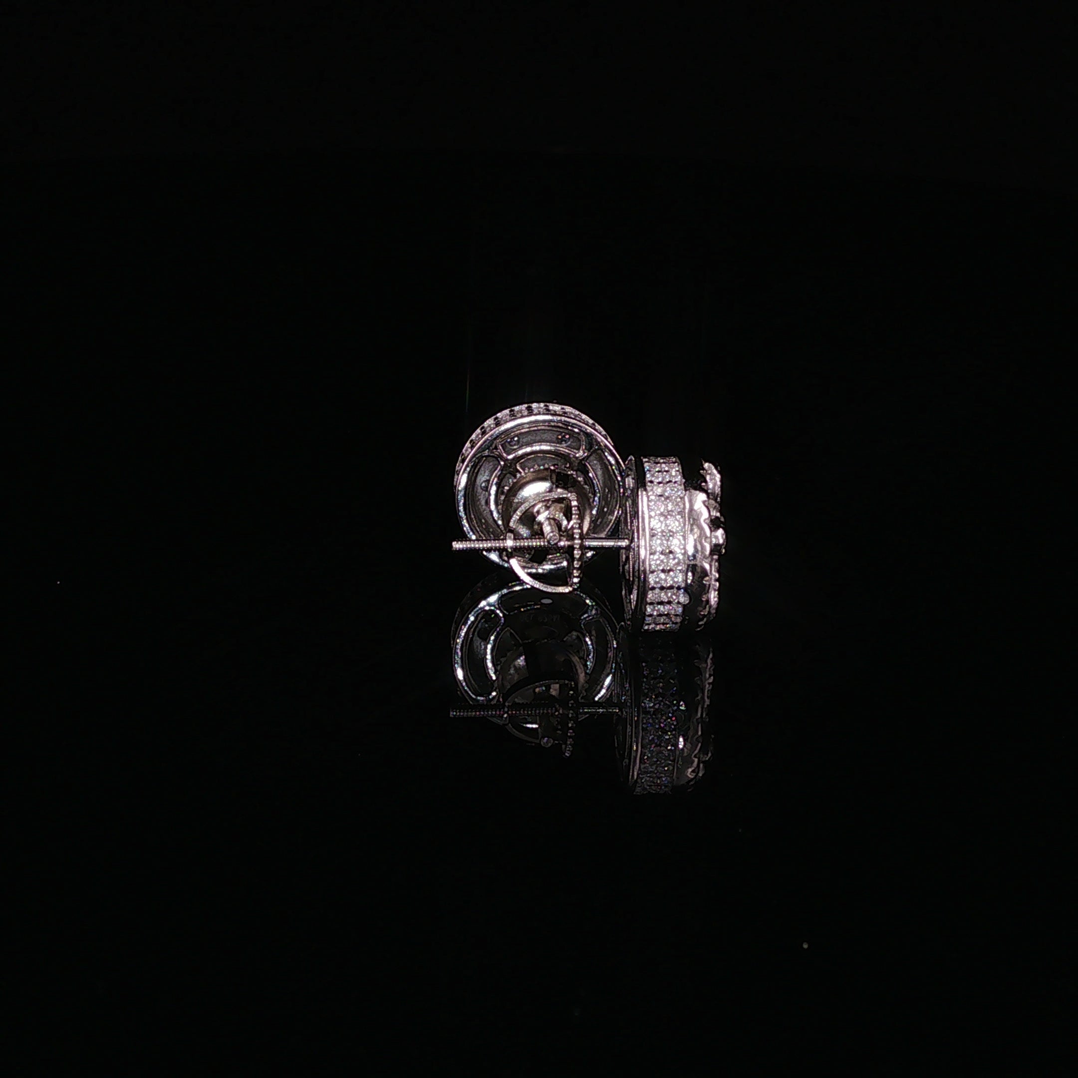 925 Sterling Silver Iced Out Round Cross Stud Earrings - 1.27Ctw Moissanite Available with Silver and Gold Finished