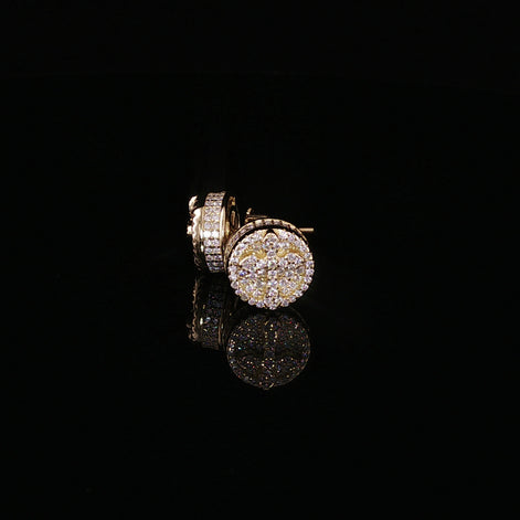 925 Sterling Silver Iced Out Round Cross Stud Earrings - 1.27Ctw Moissanite Available with Silver and Gold Finished