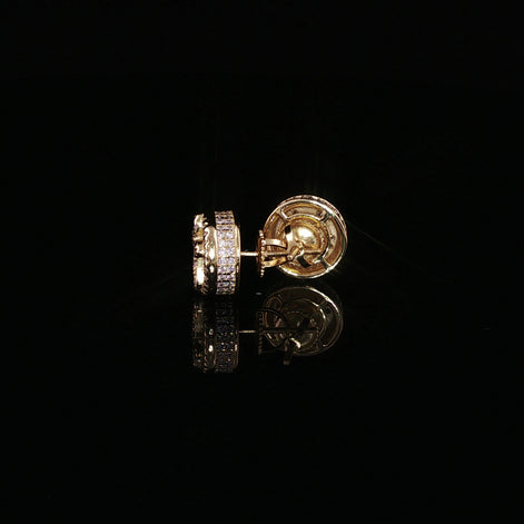 925 Sterling Silver Iced Out Round Cross Stud Earrings - 1.27Ctw Moissanite Available with Silver and Gold Finished