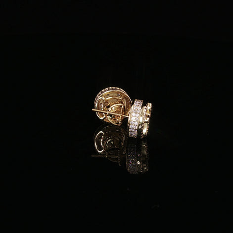 925 Sterling Silver Iced Out Round Cross Stud Earrings - 1.27Ctw Moissanite Available with Silver and Gold Finished