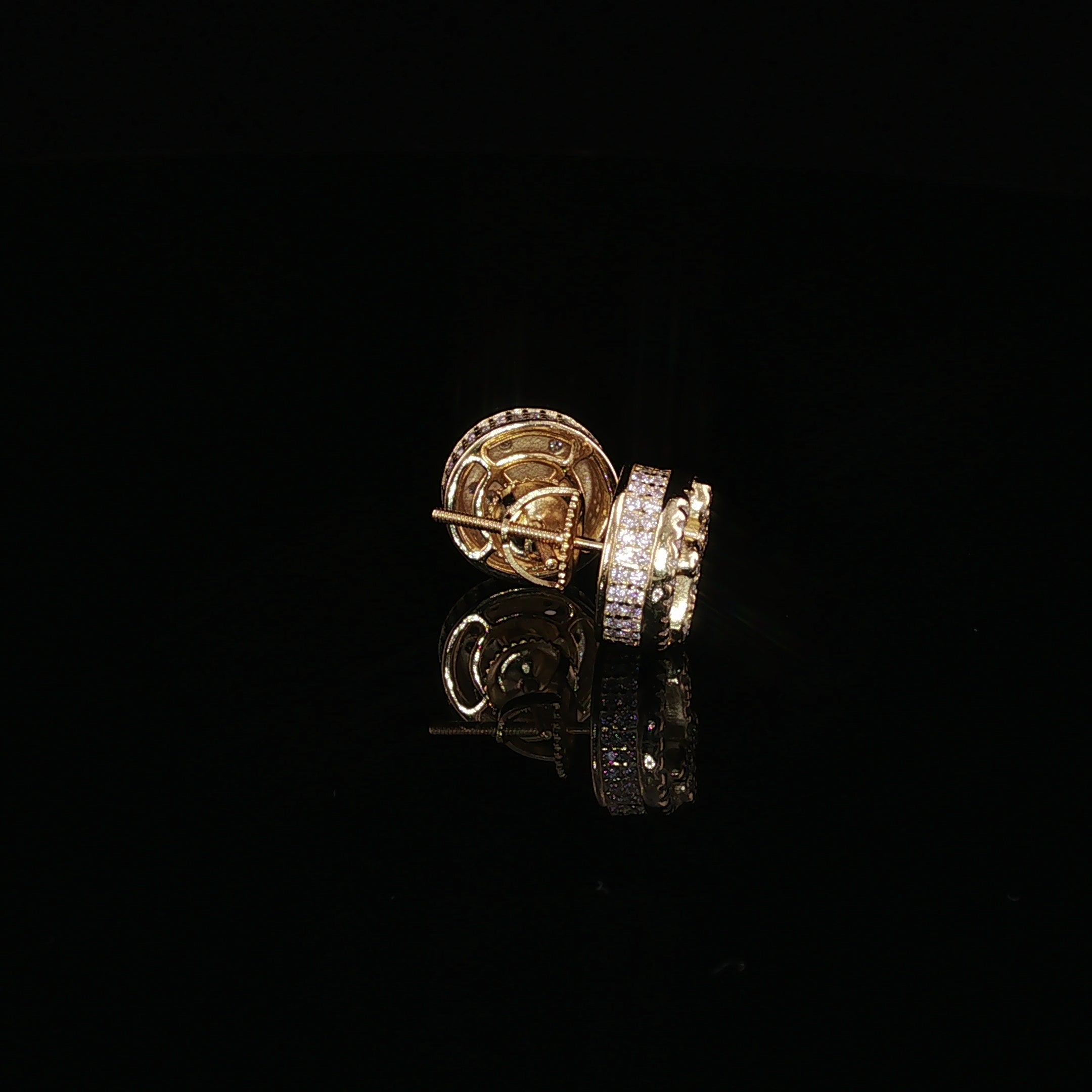 925 Sterling Silver Iced Out Round Cross Stud Earrings - 1.27Ctw Moissanite Available with Silver and Gold Finished