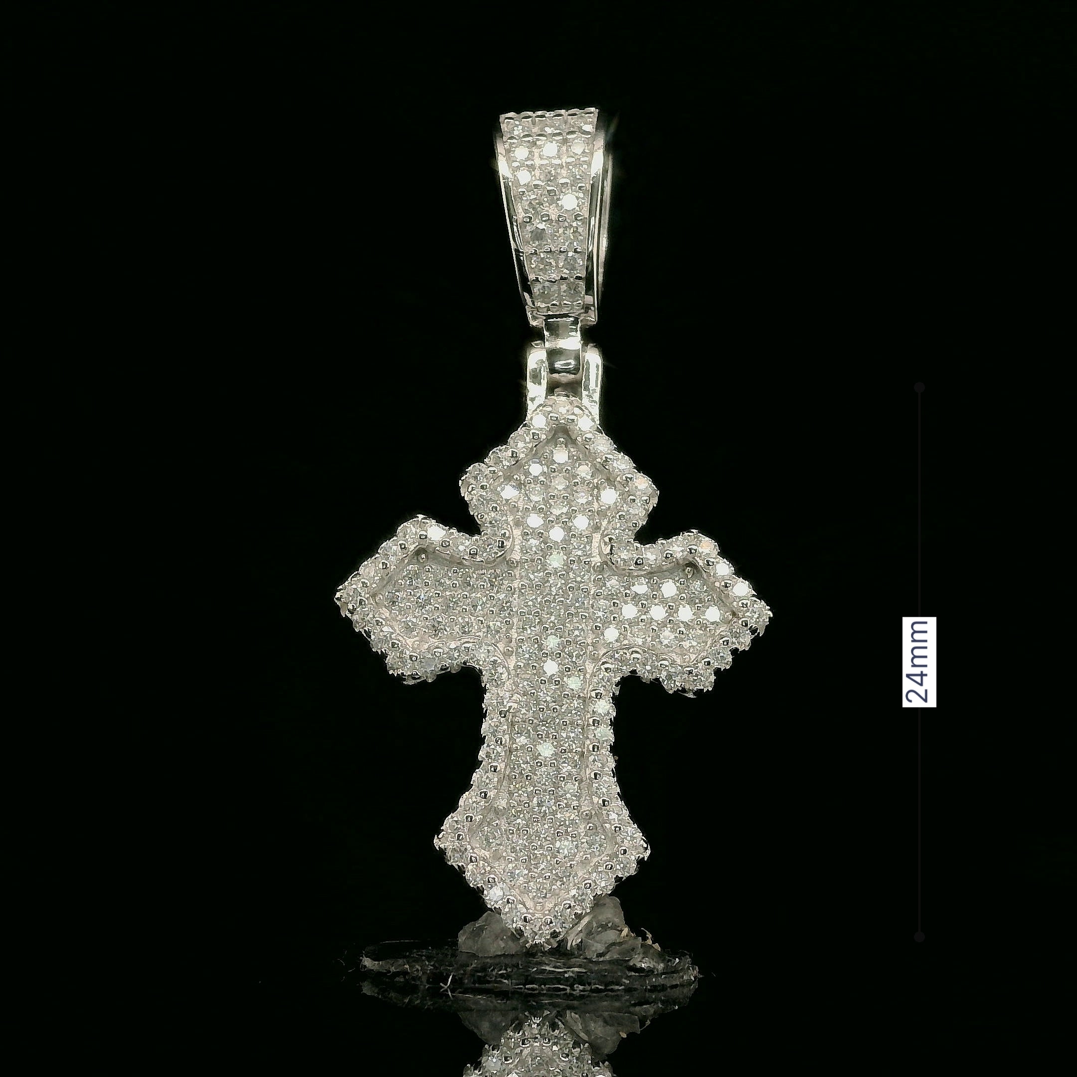 Iced Out Ornate Cross Pendant | 24mm | VVS