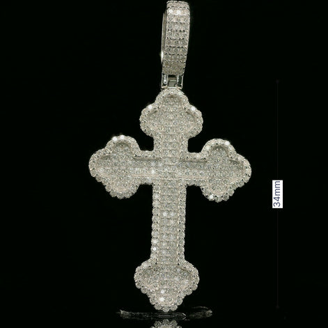 Iced Out Ornate Cross Pendant | 34mm | VVS