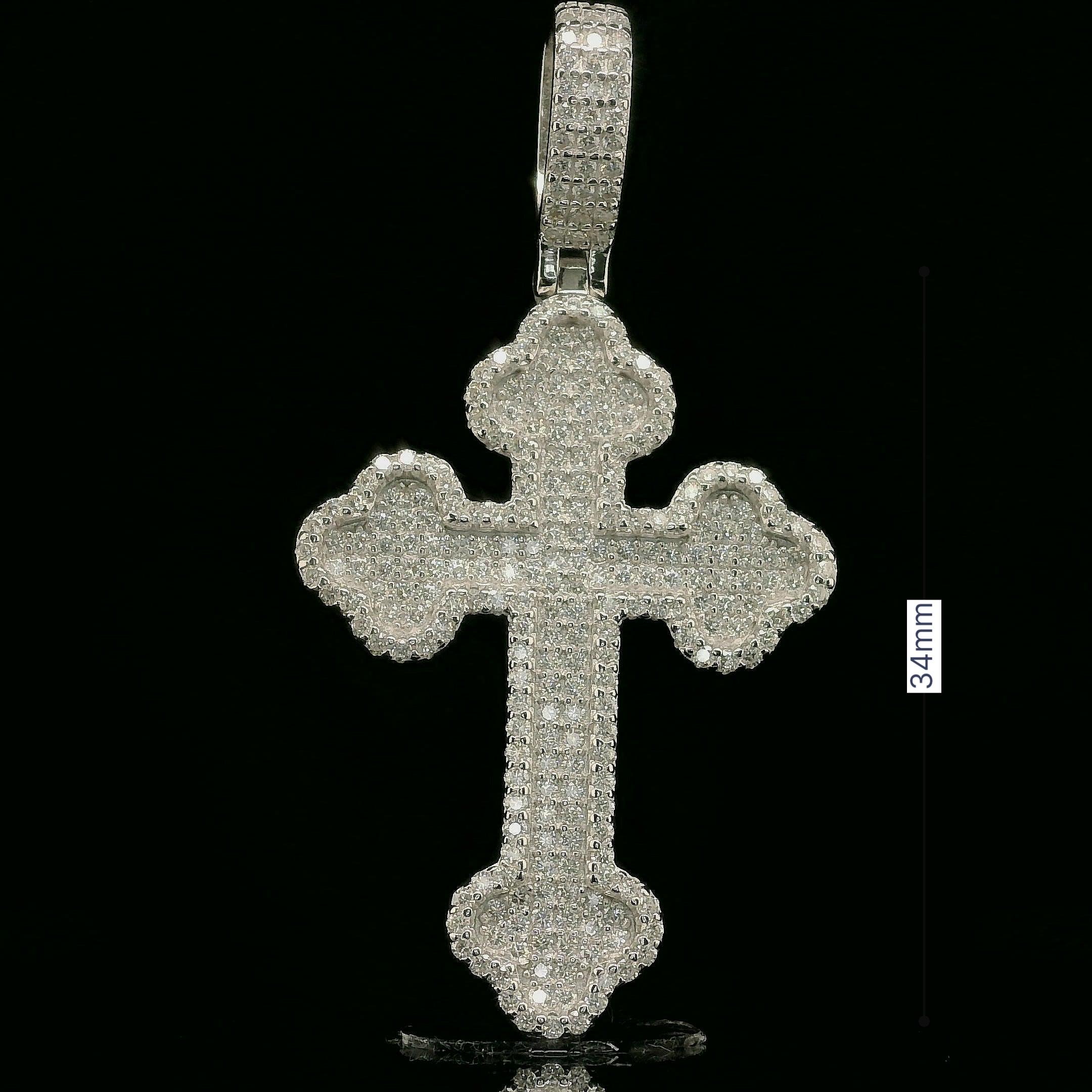 Iced Out Ornate Cross Pendant | 34mm | VVS