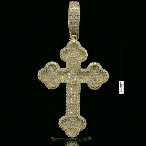 Iced Out Ornate Cross Pendant | 34mm | VVS