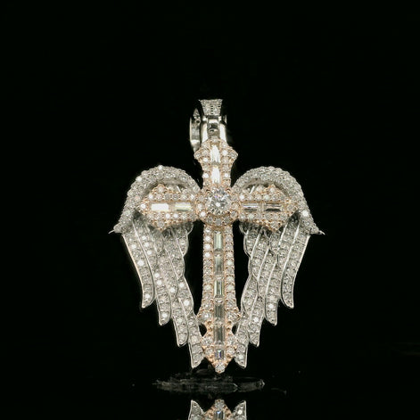 Iced Out Winged Cross Pendant | 32mm | VVS
