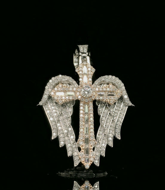 Iced Out Winged Cross Pendant | 32mm | VVS